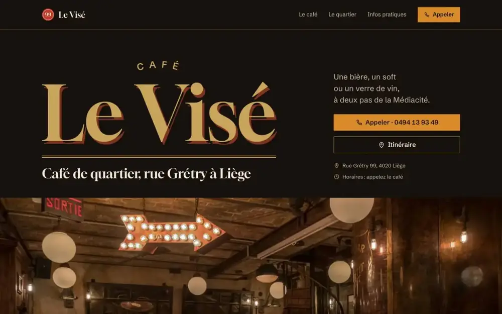 Aperçu du site du café Le Visé à Liège